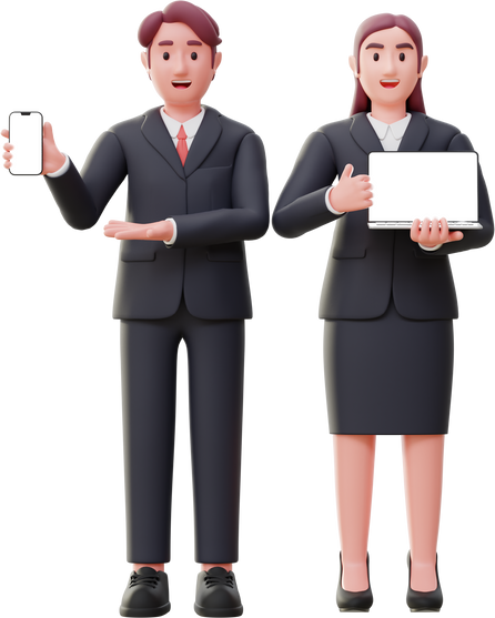 Business People with Smart Device 3D Illustration